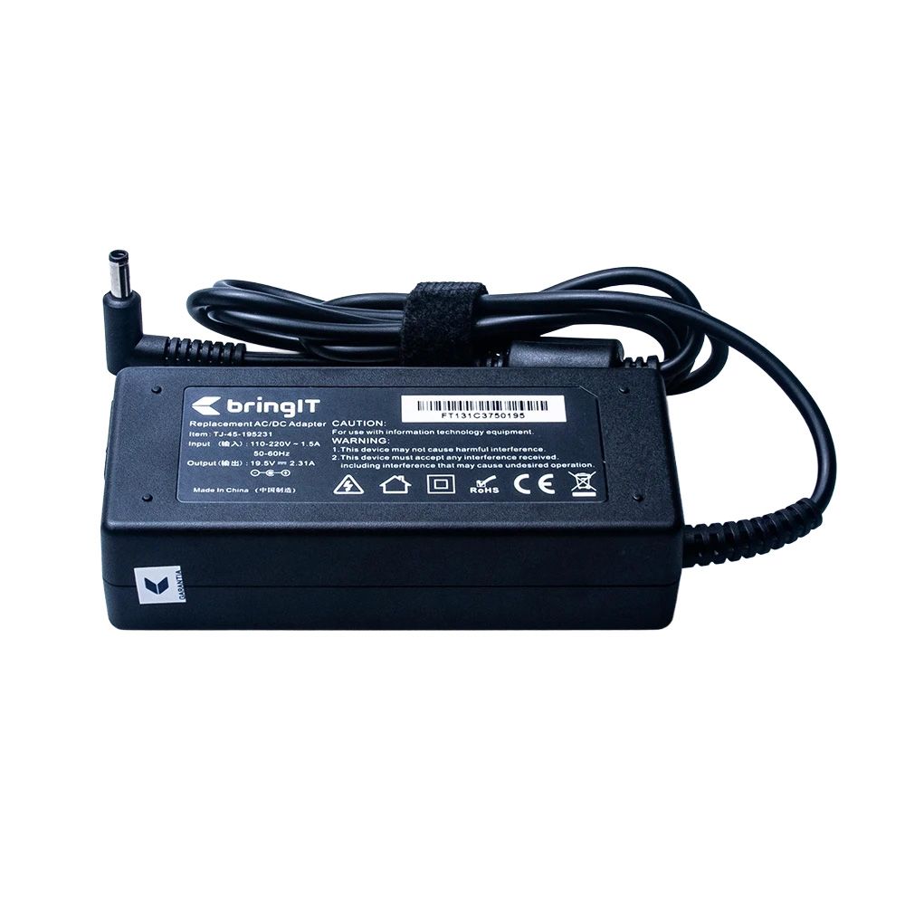 Fonte Carregador para Notebook Bringit 19.5 V 2.31 A 45 W 4.5 mm x 3.0 mm proteção reforçada e garantia de 36 meses
